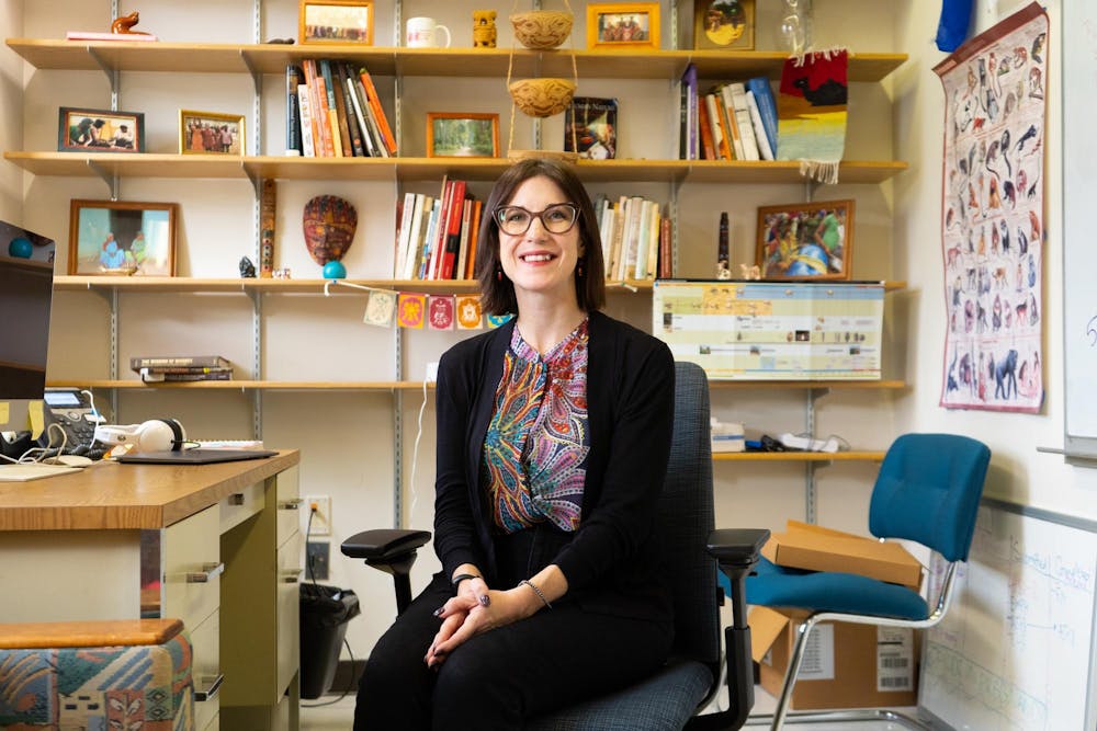 Ball State professor of anthropology Caitlyn Placek poses for photo Nov. 5 in Burkhardt Building. Placek has been a Ball State professor since 2017. Isabella Kemper, DN