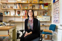 Ball State professor of anthropology Caitlyn Placek poses for photo Nov. 5 in Burkhardt Building. Placek has been a Ball State professor since 2017. Isabella Kemper, DN