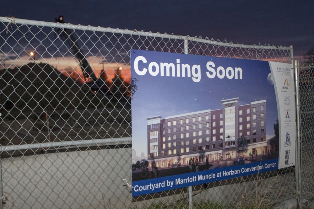 A Courtyard Marriott hotel is being built downtown and plans to partner with Ball State. The hotel will help with hospitality training for people with disablities. DN PHOTO JORDAN HUFFER