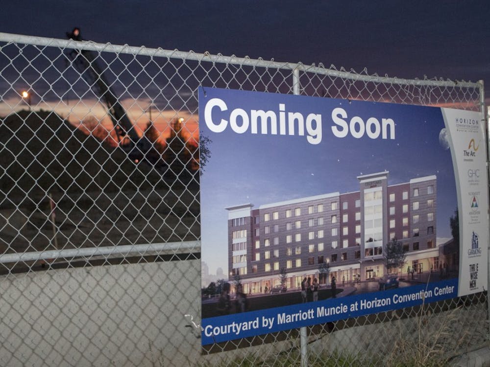 A Courtyard Marriott hotel is being built downtown and plans to partner with Ball State. The hotel will help with hospitality training for people with disablities. DN PHOTO JORDAN HUFFER