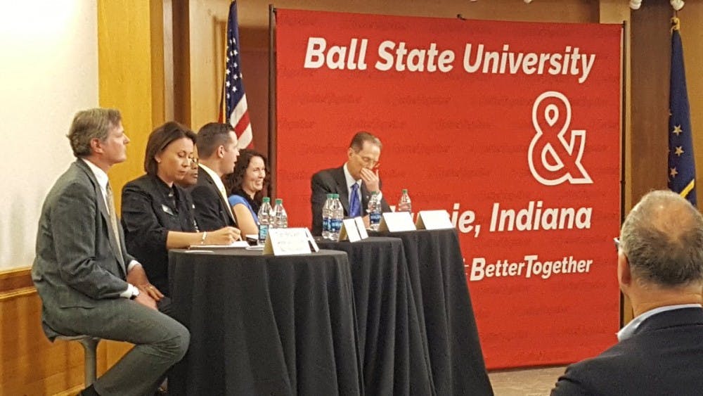 Speakers addressed concerns of the community about arts and culture at the second public forum held jointly by President Geoffrey S. Mearns and The Star Press Wednesday night. Sara Barker, DN