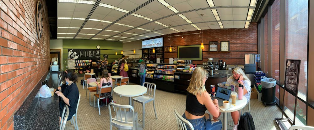 Bookmark Cafe invites students with scents of fresh coffee and baked goods, Aug. 24, 2021, in Bracken Library. Rylan Capper, DN 