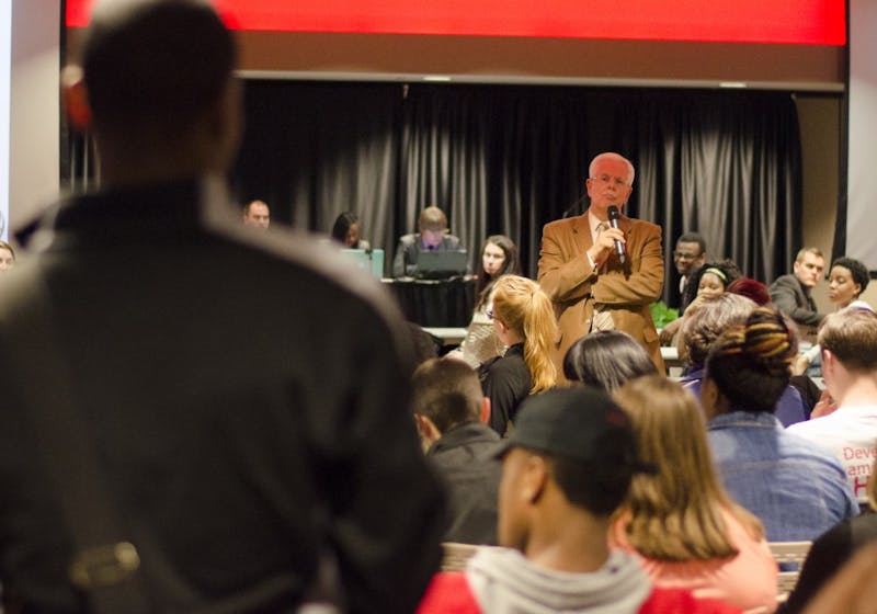 President Paul Ferguson, along with Kay Bales, vice president for student affairs and dean of students, sent an email to students Wednesday about the controversy with the John R. Emens Outstanding Senior Award. They announced there will be a workshop next Tuesday, March 31, in L.A. Pittenger Student Center Rooms 301-301 from 5-6:30 p.m. and 7-8:30 p.m. DN PHOTO BREANNA DAUGHERTY