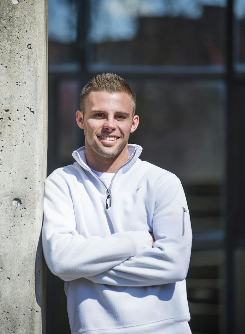 <p>Brock Frazer, a junior professional selling major, has been playing hockey since he was 3 years old. He decided to come to Ball State after not wanting to risk playing junior hockey instead of going to school. <em>DN PHOTO BREANNA DAUGHERTY</em></p>
