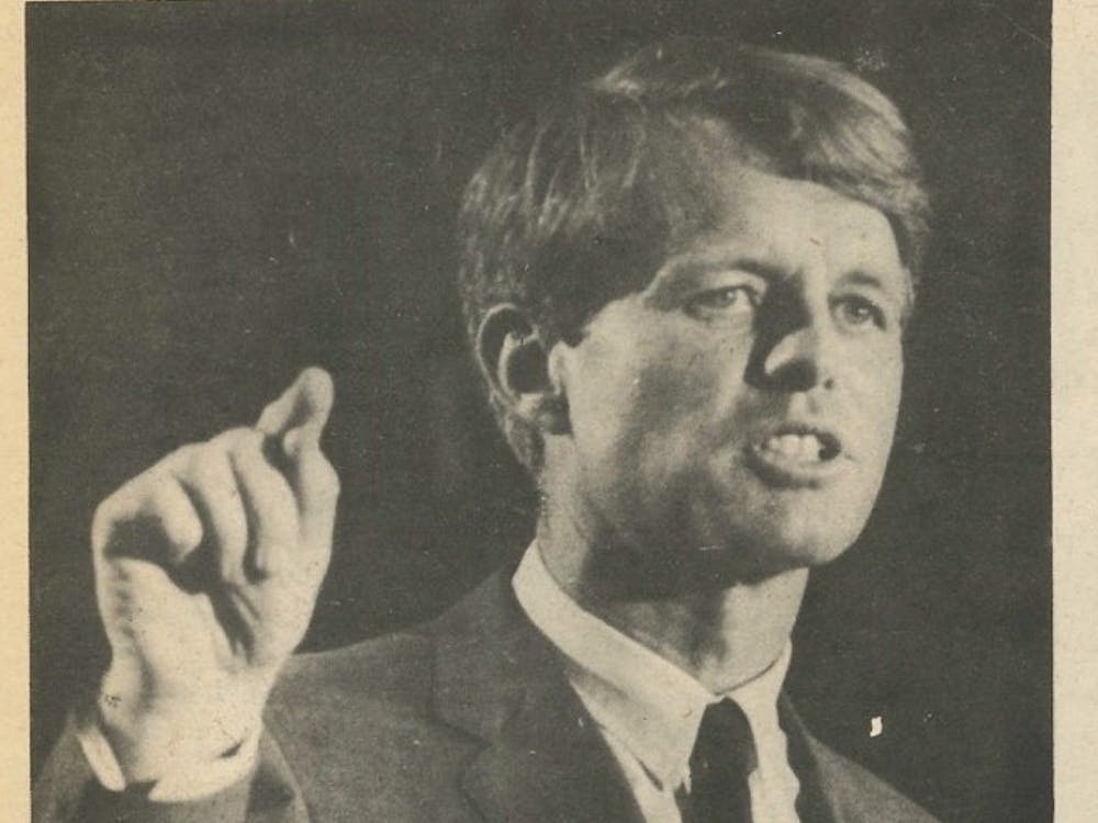 Robert F. Kennedy speaking at a campaign rally in Muncie on April, 4, 1968, hours before the assassination of Martin Luther King Jr. The virtual museum will feature moments in Indiana Civil Rights History including Kennedy's visit. This photo was published in the May 9, 1968 edition of The Ball State News.