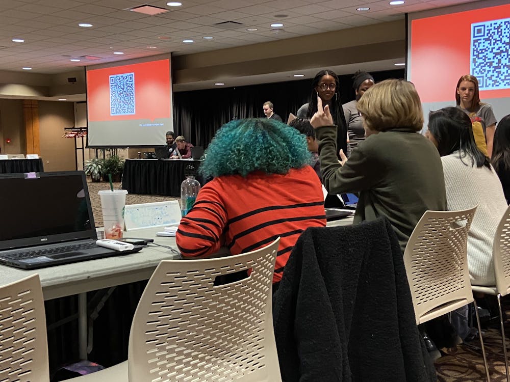 <p>The Student Government Association's Diversity and Multicultural Committee discusses the student forum scheduled for Jan. 29, 2020, regarding the Jan. 21 classroom incident at Ball State. Jordyn Blythe, the committee's chair is the moderator for the forum. <strong>Grace McCormick, DN</strong></p>