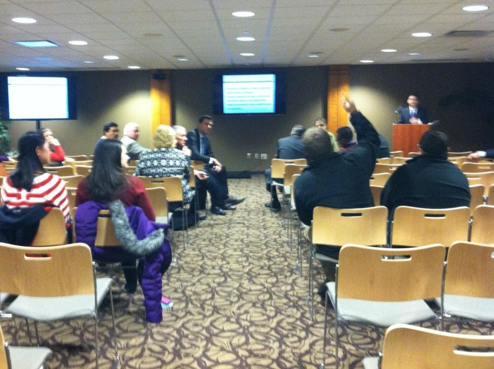 Seven students attended a meeting Jan. 15 to speak to the Board of Trustees about the search for a new Ball State president. Wayne Estopinal, leader of the search committee, said the feedback from the small group was helpful. DN PHOTO RACHEL PODNAR