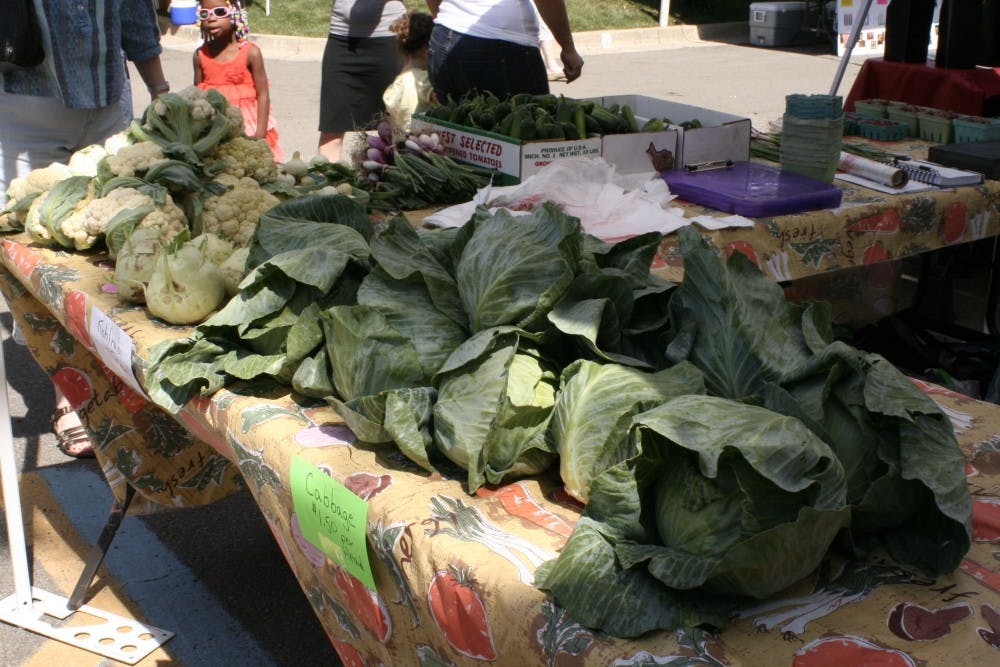 Cabbage sits at a vendor