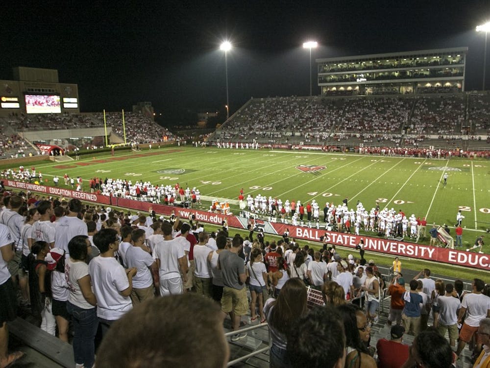 Fans watch the home opener against Illinois State on Aug. 29, 2013, at Scheumann Stadium. DN FILE PHOTO JORDAN HUFFER