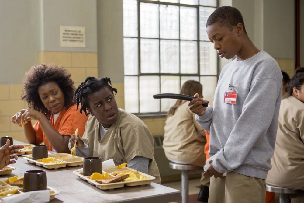 (L-R) Lorraine Toussaint, Uzo Aduba and Samira Wiley in a scene from Netflix