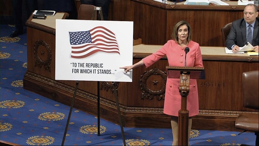 <p>In this image from video, House Speaker Nancy Pelosi of Calif., speaks as the House of Representatives debates the impeachment managers resolution at the Capitol in Washington, Wednesday, Jan. 15, 2020. <strong>(House Television via AP)</strong></p>