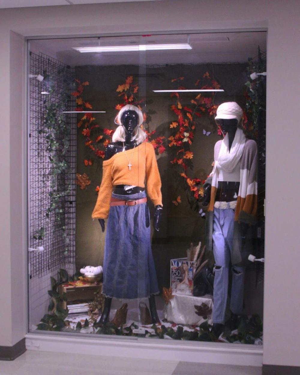 Ball State fashion students style fall mannequins to display on campus. 