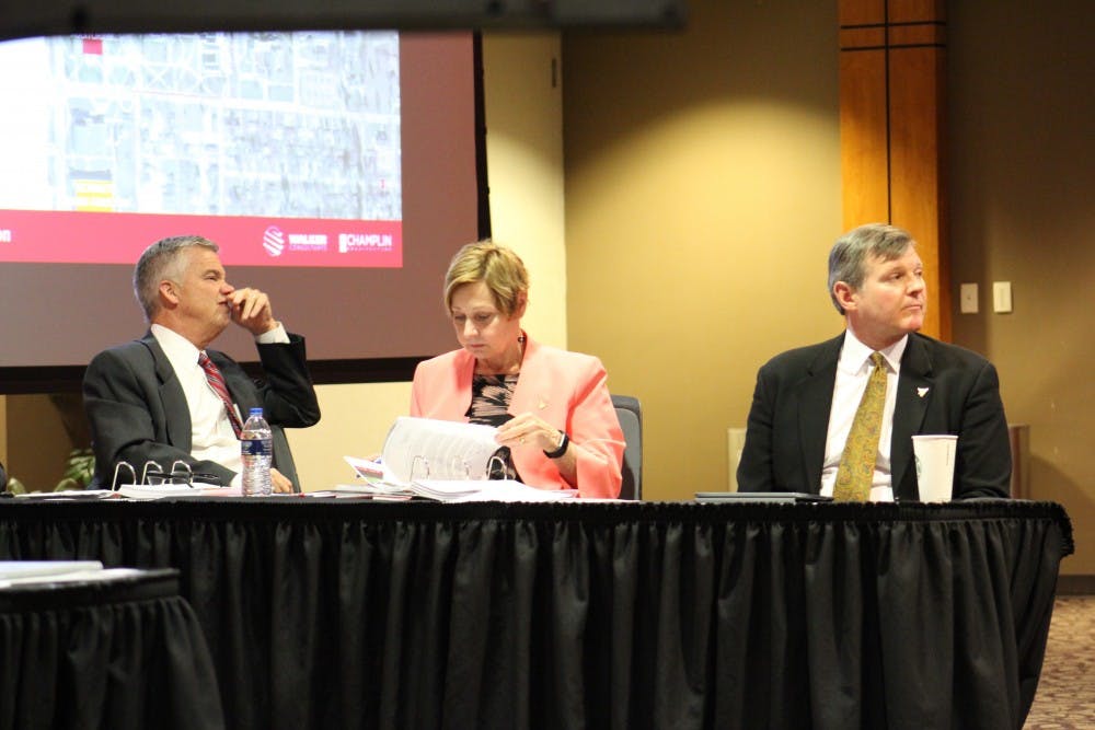 <p>The Ball State Board of Trustees met Friday, March 30, to discuss various issues including the addition of a new parking structure and property exchanges. <strong>Brynn Mechem, DN Photo</strong></p>