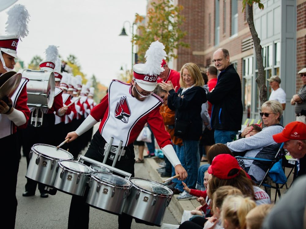 The annual Homecoming Parade traveled from Muncie Central High School through campus on Oct. 21 to start off the day's Homecoming festivities. The Pride of Mid-America Marching Band, which is nearly 60 years old, played in the parade. &nbsp;Reagan Allen, DN