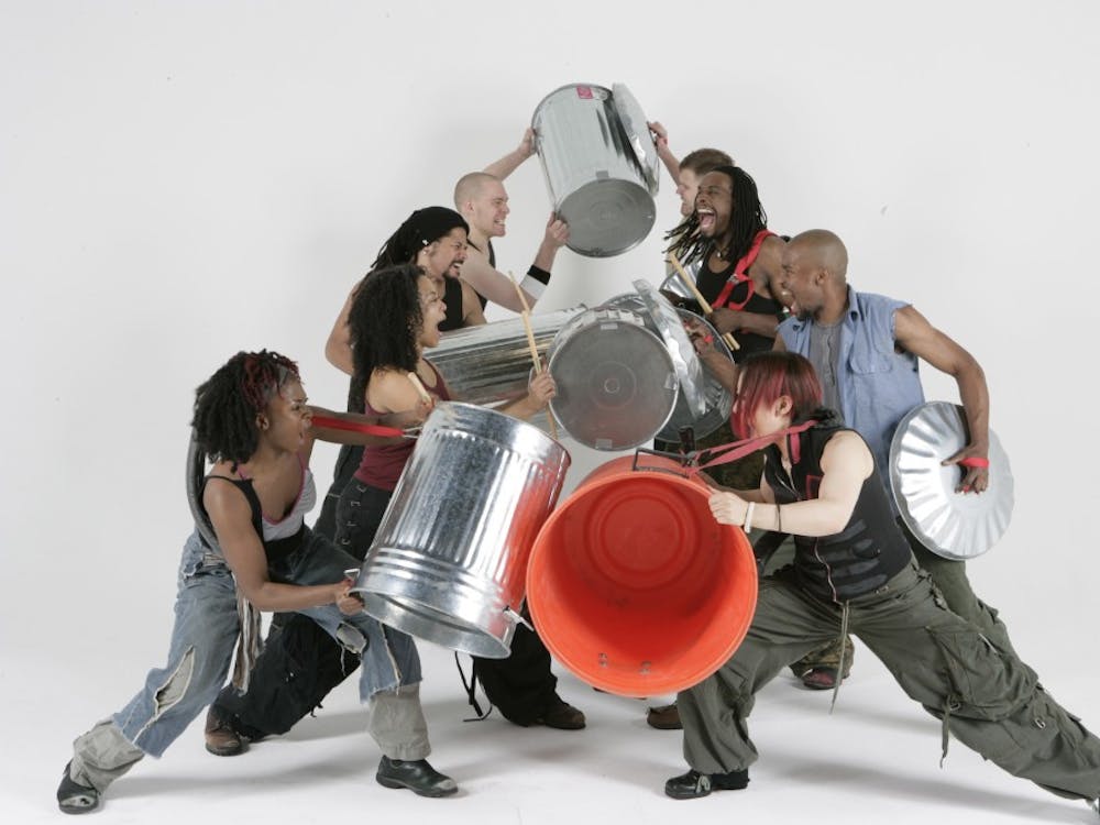 The group “STOMP” will perform at 7:30 Thursday in Emens Auditorium.&nbsp;The musicians in STOMP use everyday items to create rhythms. Kristi Chambers // Photo Provided&nbsp;