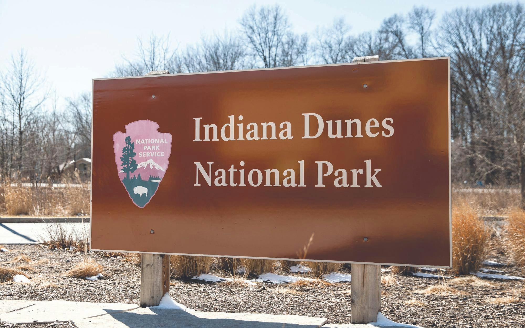 The welcome sign for the Indiana Dunes National Park is photographed March 6 in Chesterton, Ind. Andrew Berger, DN