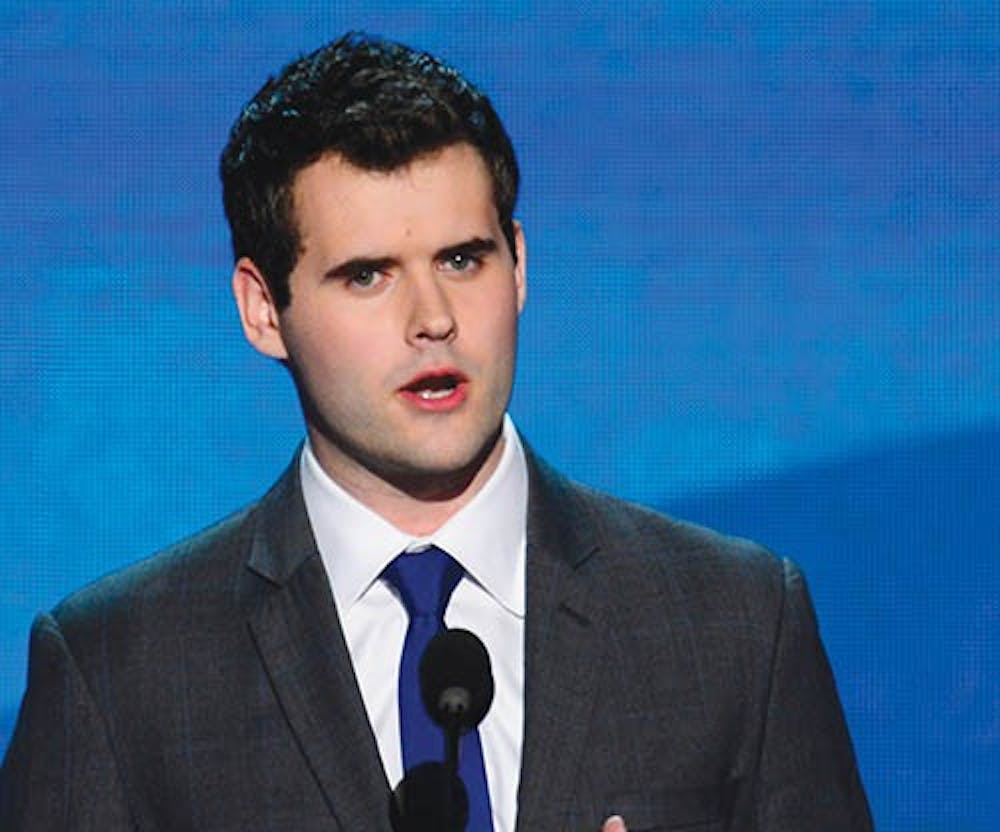 Zach Wahls speaks on the issue of gay marriage at the 2012 Democratic National Convention in Times Warner Cable Arena Thursday, September 6, 2012 in Charlotte, North Carolina. MCT PHOTO