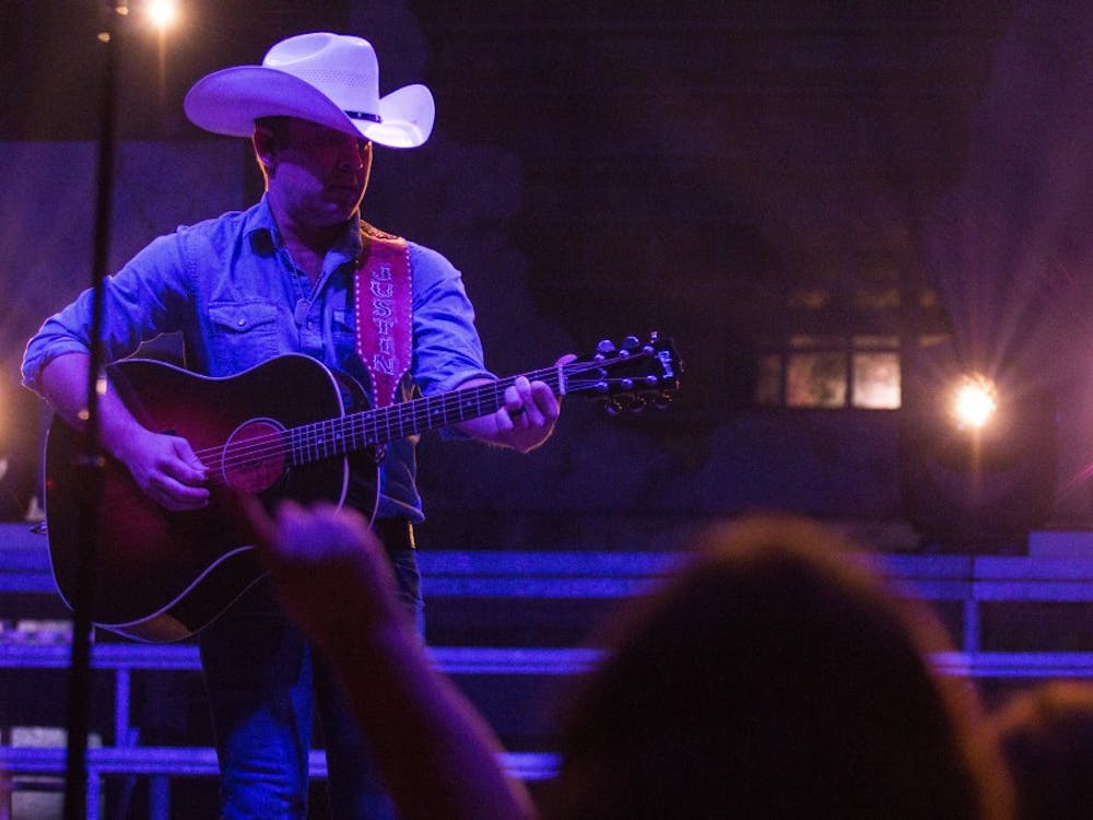 CMT country music star, Justin Moore stops to preform at John R. Emens Auditorium during his seven month Hell On A HighWay tour, Nov. 9. Moore’s opening act, Dylan Scott is not new to Ball State, making this his second live show on campus. Grace Hollars, DN