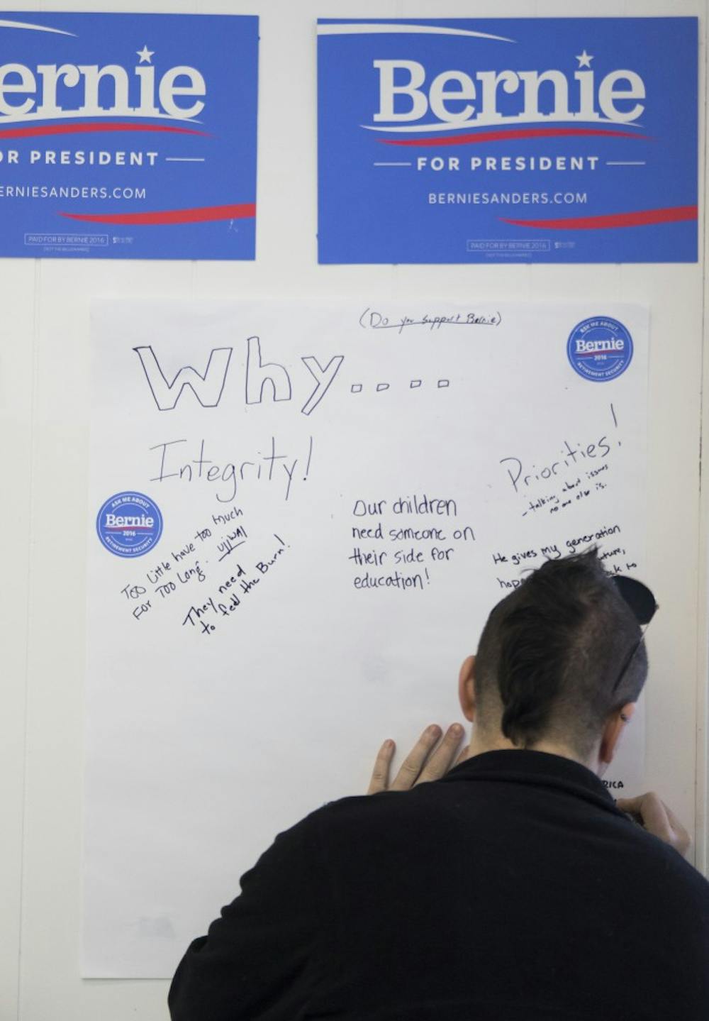 <p>A campaign office for Democratic presidential candidate Bernie Sanders opened on March 26 on 425 North High Street. Sanders is the only presidential candidate with a campaign office in Muncie in the election season so far. <em>DN PHOTO REAGAN ALLEN</em></p>