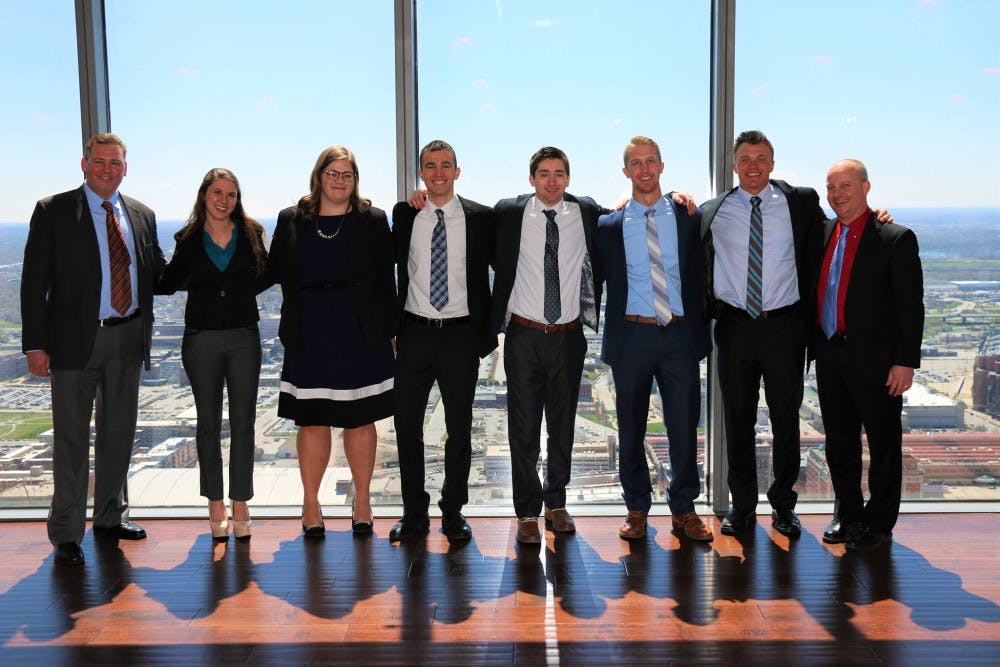 Last year’s Entrepreneurship program graduates on the day of their business plan presentation. // Photo provided by Adam Blazier