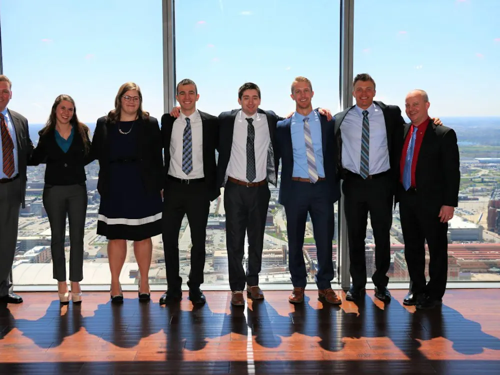 Last year’s Entrepreneurship program graduates on the day of their business plan presentation. // Photo provided by Adam Blazier