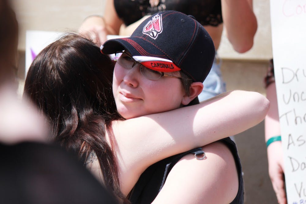 The second annual Slut Walk took place on April 17 on the Ball State Campus. Participants walked down McKinnley Ave., shared personal stories, and shouted chants. DN PHOTO ALISON CARROLL