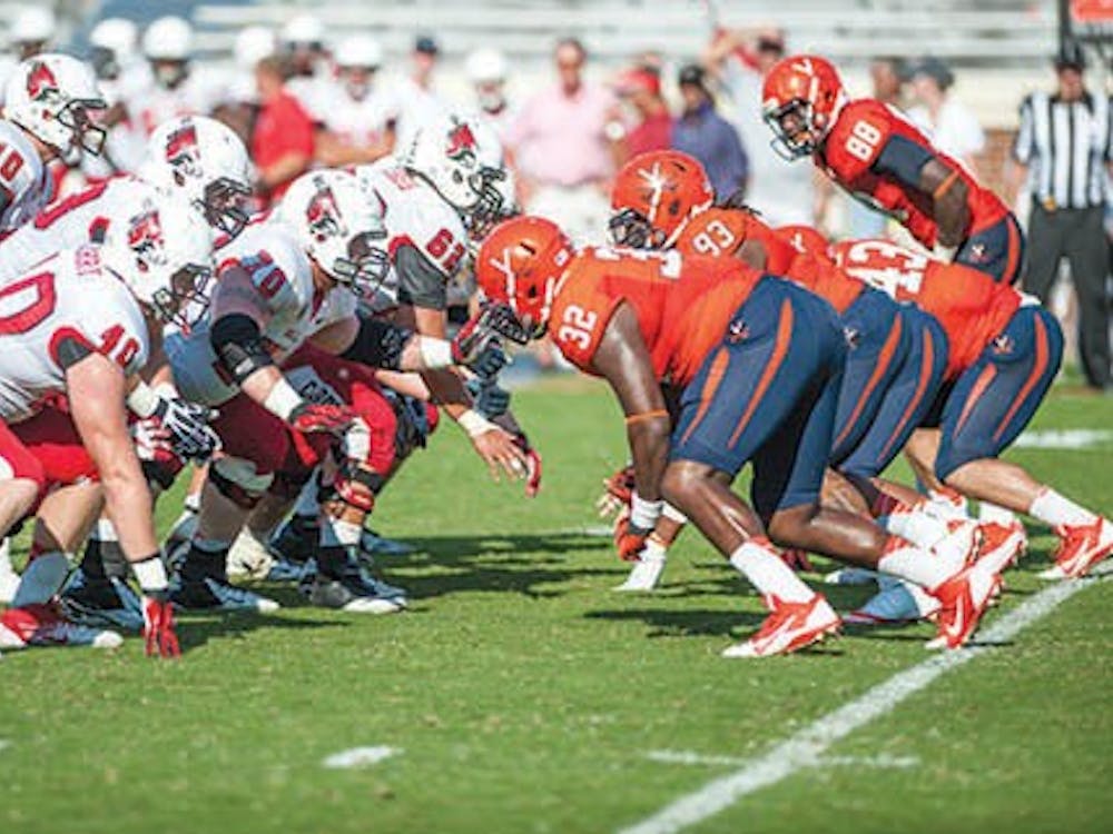 The offensive line stacks up against University of Virginia