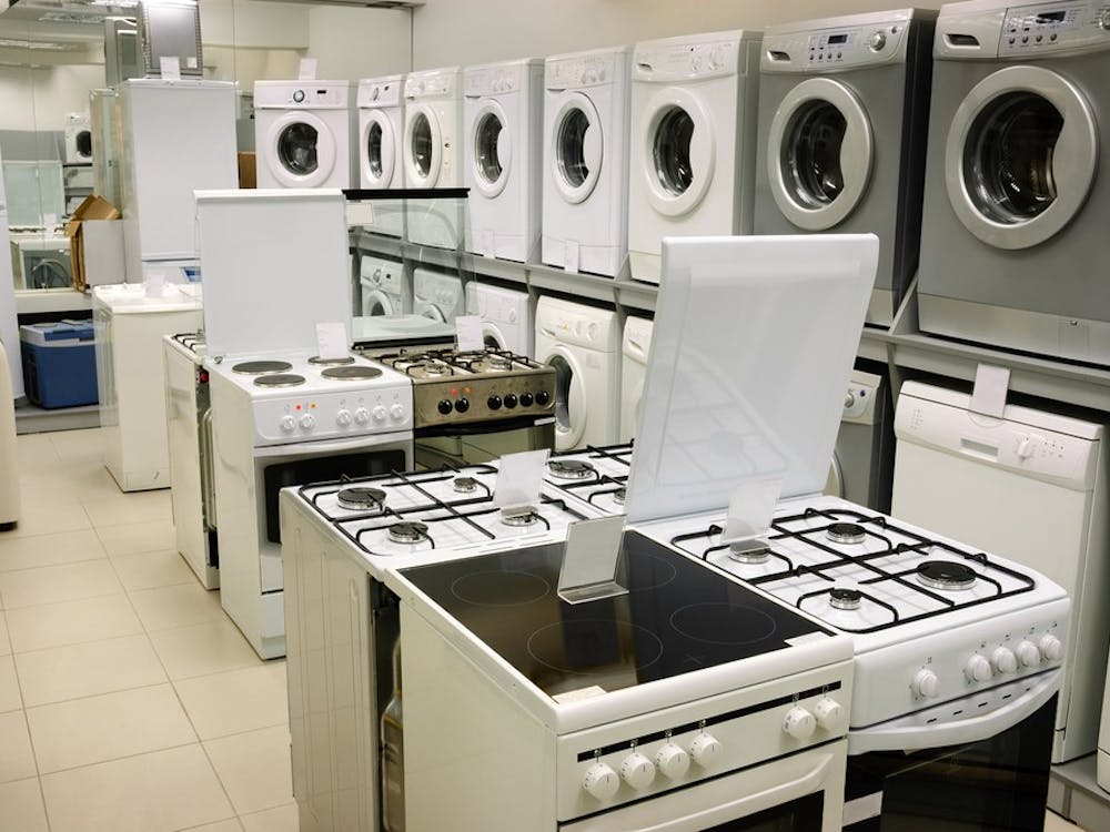 washing machines, stoves and ovens selling in appliance store
