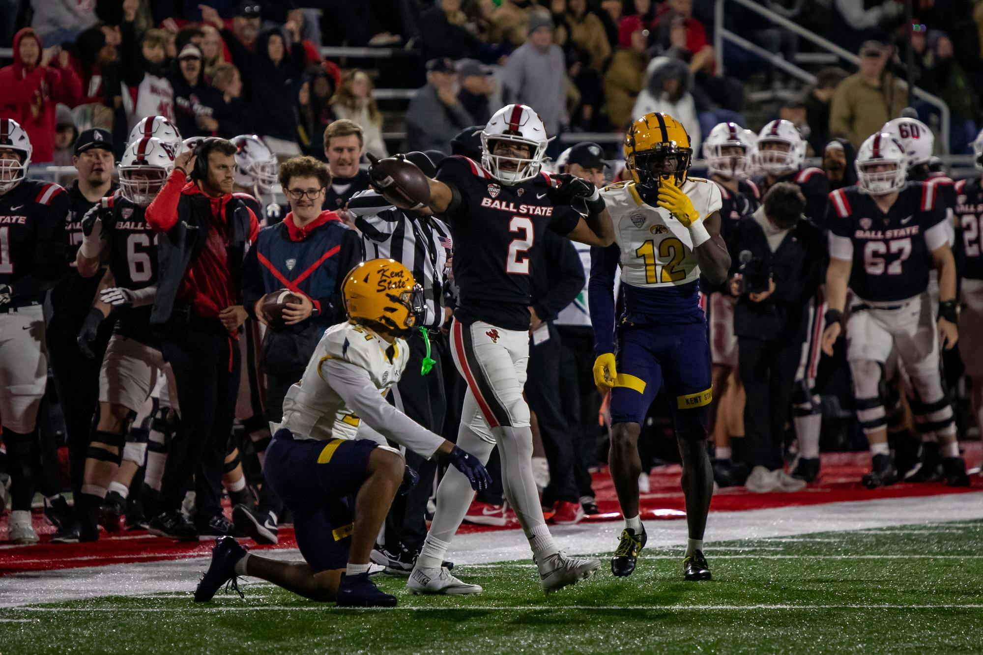 Redshirted junior wide reciver Ty Robinson gets poses at Scheumann Stadium Nov. 5 in a game against Kent State. Meghan Sawitzke, DN