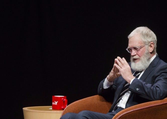 Alumnus David Letterman&nbsp;came to Ball State with filmmakers Spike Jonze and Bennett Miller on Nov. 30, 2015 at John R. Emens Auditorium. Recently, the famous talk show host has donated over 1,000 items of memorabilia to the university. Breanna Daugherty, DN File