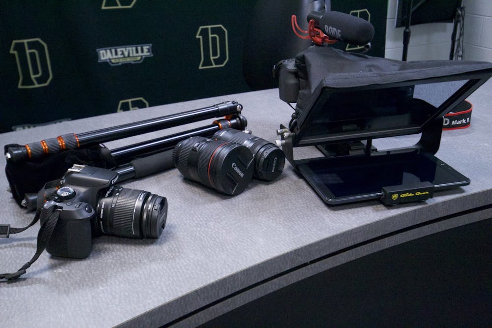 <p>Daleville Junior/Senior High School&#x27;s new camera equipment sits Nov. 23, 2020. The school received $5,000 from the Community Foundation&#x27;s Technology Resilience Initiative, which it has put toward new media equipment for student programs. <strong>Melissa Crist, Photo Provided</strong></p>