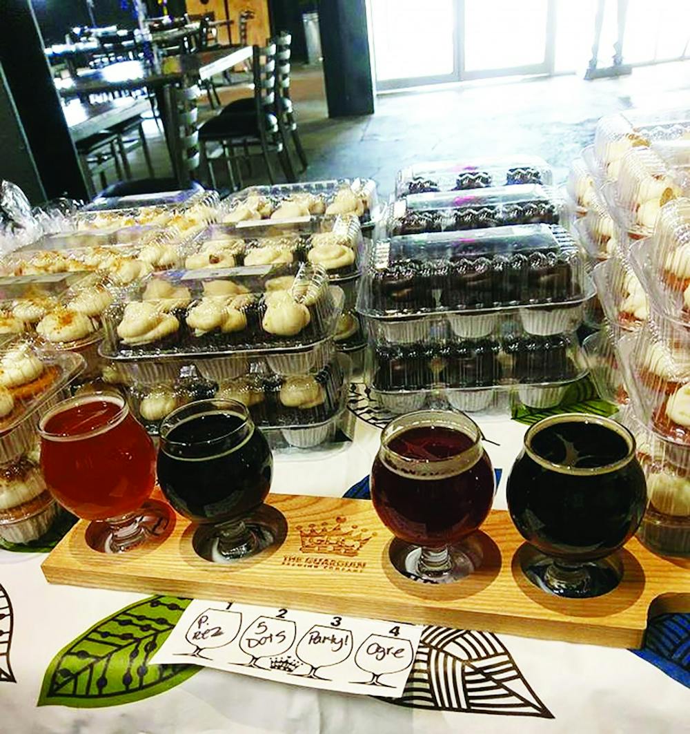 Laura Turvey, owner of Tipsy Turvey Pubcakes, often uses beer from The Gaurdian Brewing Co. in her cakes. When she does, she will set up a booth with glasses of the same beers she used in her cupcakes. Laura Turvey, photo provided. 