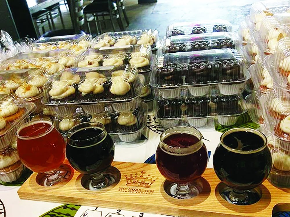 Laura Turvey, owner of Tipsy Turvey Pubcakes, often uses beer from The Gaurdian Brewing Co. in her cakes. When she does, she will set up a booth with glasses of the same beers she used in her cupcakes. Laura Turvey, photo provided. 