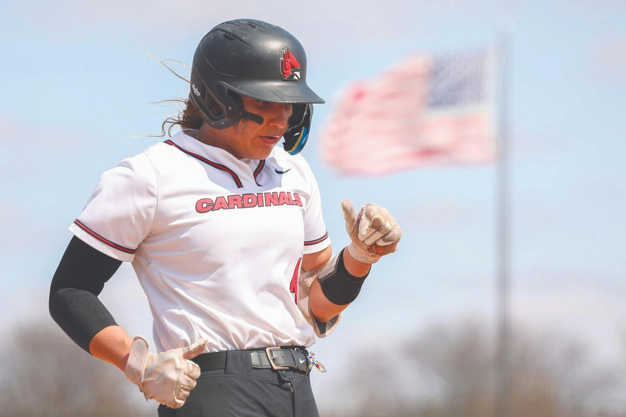 Redshirt senior McKayla Timmons runs into home base April 1 against Northern Illinois University at Ball Diamond. Timmons has 54 home runs, 195 hits and a career batting average of .387. Andrew Berger, DN 