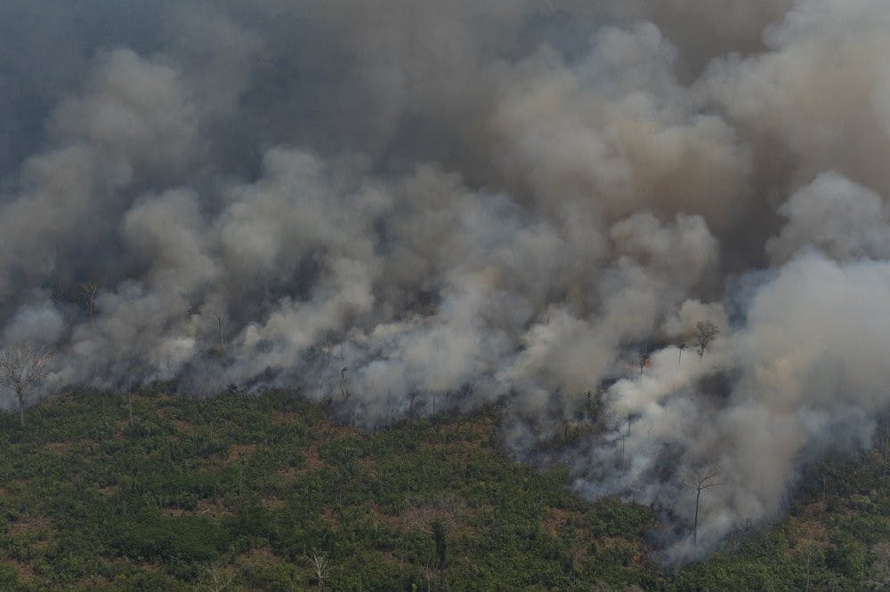 &nbsp;Wildfires consume an area near Porto Velho, Brazil, Friday, Aug. 23, 2019. Brazilian state experts have reported a record of nearly 77,000 wildfires across the country so far this year, up 85% over the same period in 2018. Brazil contains about 60% of the Amazon rainforest, whose degradation could have severe consequences for global climate and rainfall. (AP Photo/Victor R. Caivano)&nbsp;