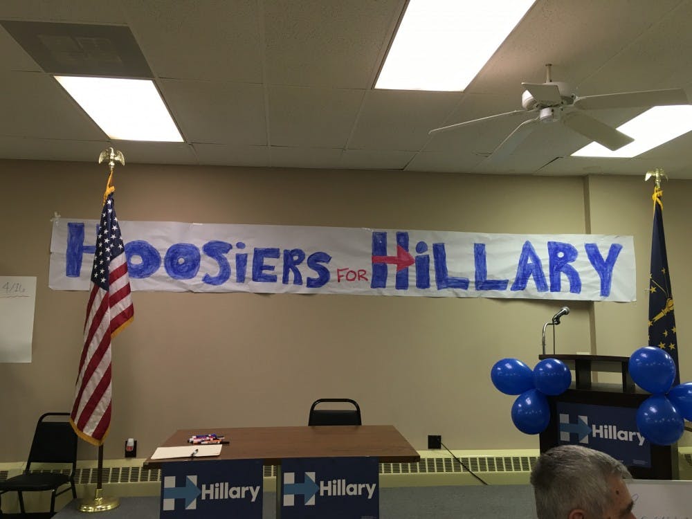<p>Democrat presidential candidate&nbsp;Hillary Clinton had a campaign office open at 214 N. Walnut St. on April 11 in downtown Muncie. Bernie Sanders, a democrat presidential candidate opened an office on March 26. <em>DN PHOTO HILLARY CLINTON</em></p>