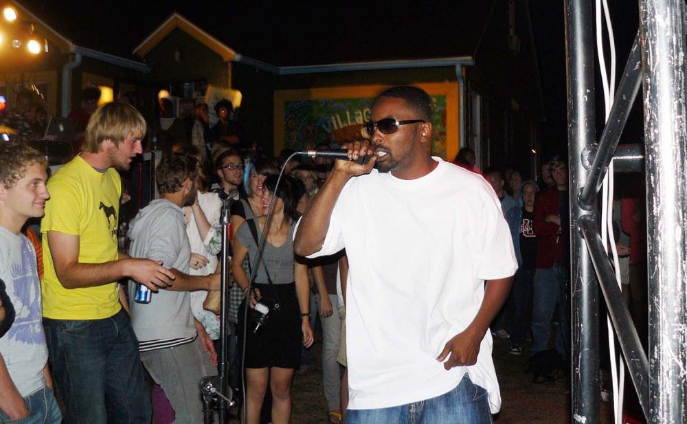 Donta Rollins, aka Goldeneye, performs at Village Green Records. Rollins and other artists have been bringing hip-hop back into the local music scene.  PHOTO PROVIDED BY TRAVIS HARVEY