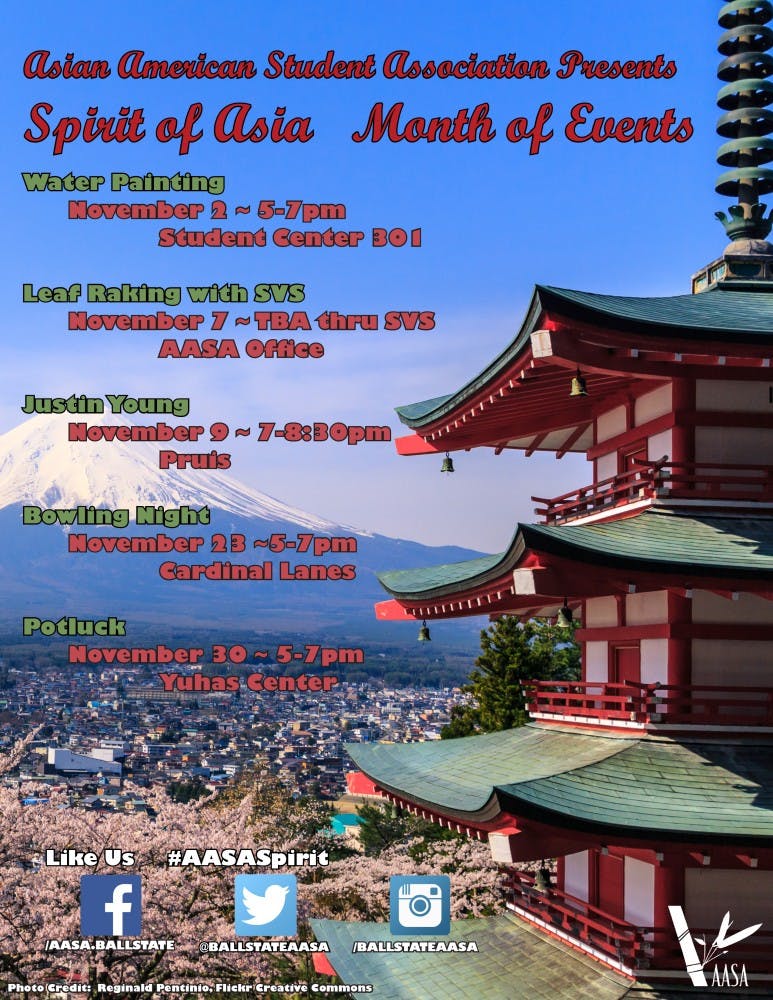 The Asian American Student Association will be hosting a month events in November. AASA, a part of the Big 4, work to promote diversity and cultural appreciation on campus. PHOTO PROVIDED BY SANG NGUYEN