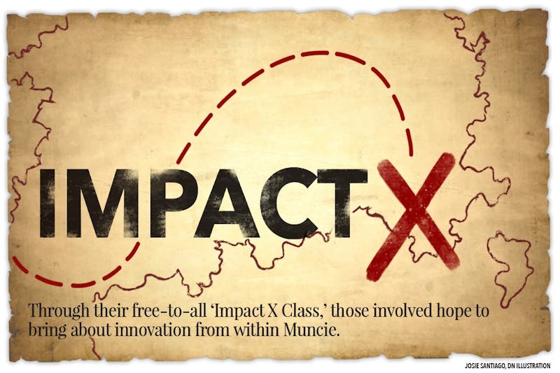 Through their free-to-all &#x27;Impact X Class,&#x27; those involved hope to bring about innovation from within Muncie. The 12-week class begins Tuesday, Sept. 13, 2022. (Josie Santiago, DN)