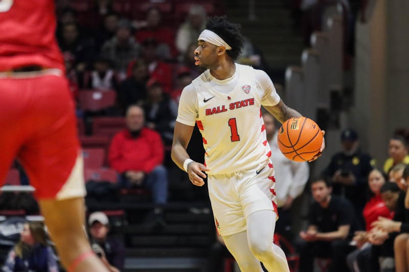 Junior guard Jalin Anderson circumvents the opposing team Jan. 20 against Miami at Worthen Arena. Anderson scored 13 points in the game. Isaiah Wallace, DN.