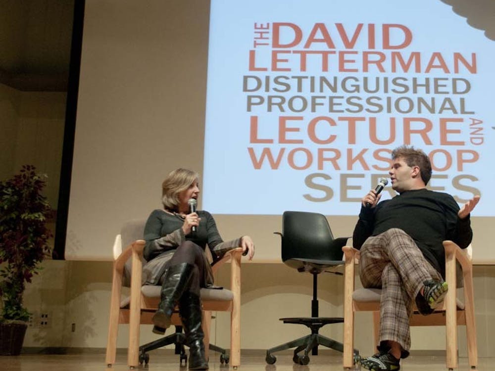 The David Letterman Distinguished Professional Lecture and Workshop Series returns to Ball State University. This year's speakers, Donna Fenn and Jake Sasseville, talk to student about being a entrepreneur and how to sell your ideals to business people. DN PHOTO KATIE GRAY