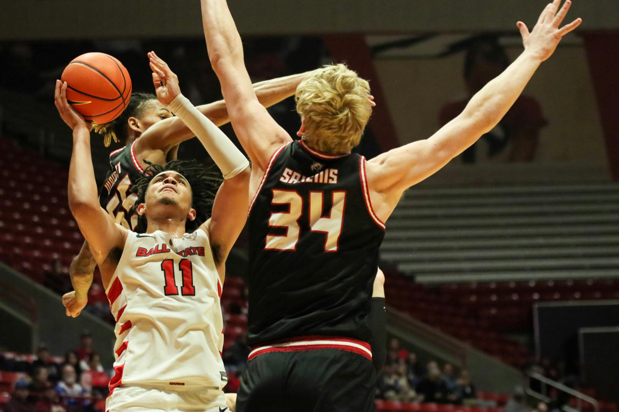 Junior forward Basheer Jihad shoots the ball for two-points against SIU Edwardsville Dec.10 at Worthen Arena. Isaiah Wallace, DN