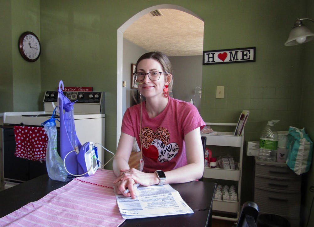 <p>On February 14, 2025, Anna Payne sits with a successful bill appeal for treatment she received for her Crohn's Disease, taken from her home in Muncie, Indiana. Payne has dealt with Crohn's Disease and other chronic illnesses for nearly two decades. Kyle Smedley, photo provided</p>