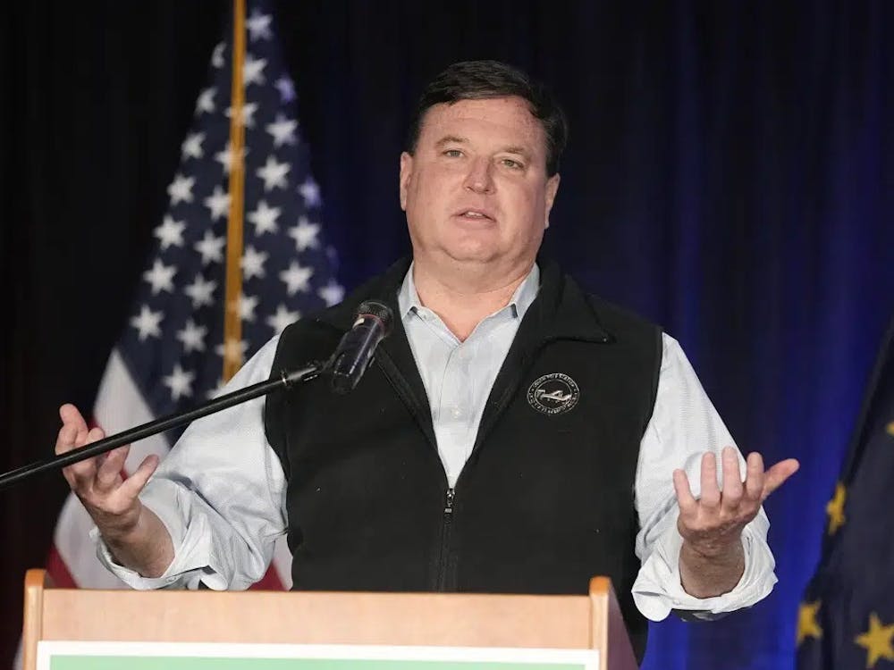 FILE - Indiana Attorney General Todd Rokita speaks during a watch party for Jennifer-Ruth Green, the Republican candidate for Indiana's 1st Congressional District, on Nov. 8, 2022, in Schererville, Ind. Rokita, Indiana's attorney general, Nov. 30, asked the state medical licensing board to discipline Dr. Caitlin Bernard, an Indianapolis doctor who has spoken publicly about providing an abortion to a 10-year-old rape victim who traveled from Ohio after its abortion law took effect. (AP Photo/Darron Cummings, File)