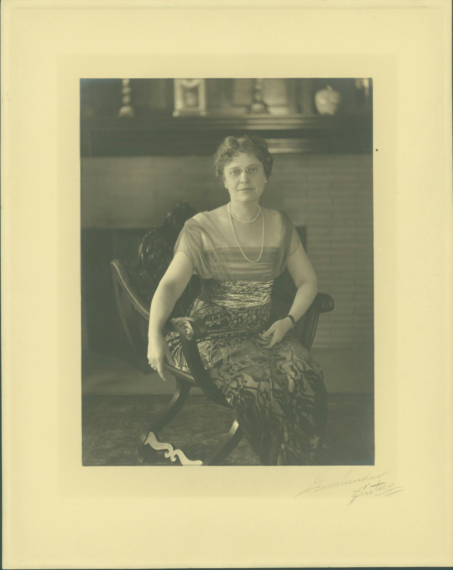 Frances Ball poses for a photo in front of a fireplace. She supplied crucial monetary support for suffrage on a state level. Minnetrista, Photo Provided