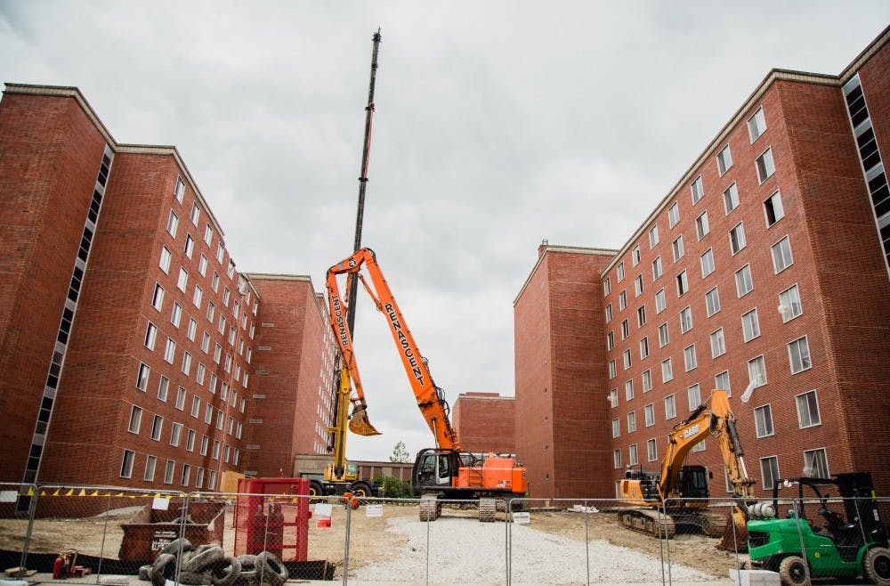 Demolition began on the north section of the northeast tower of the LaFollette Complex on June 7. The $3.4 million demolition project will continue throughout the summer. Reagan Allen // DN
