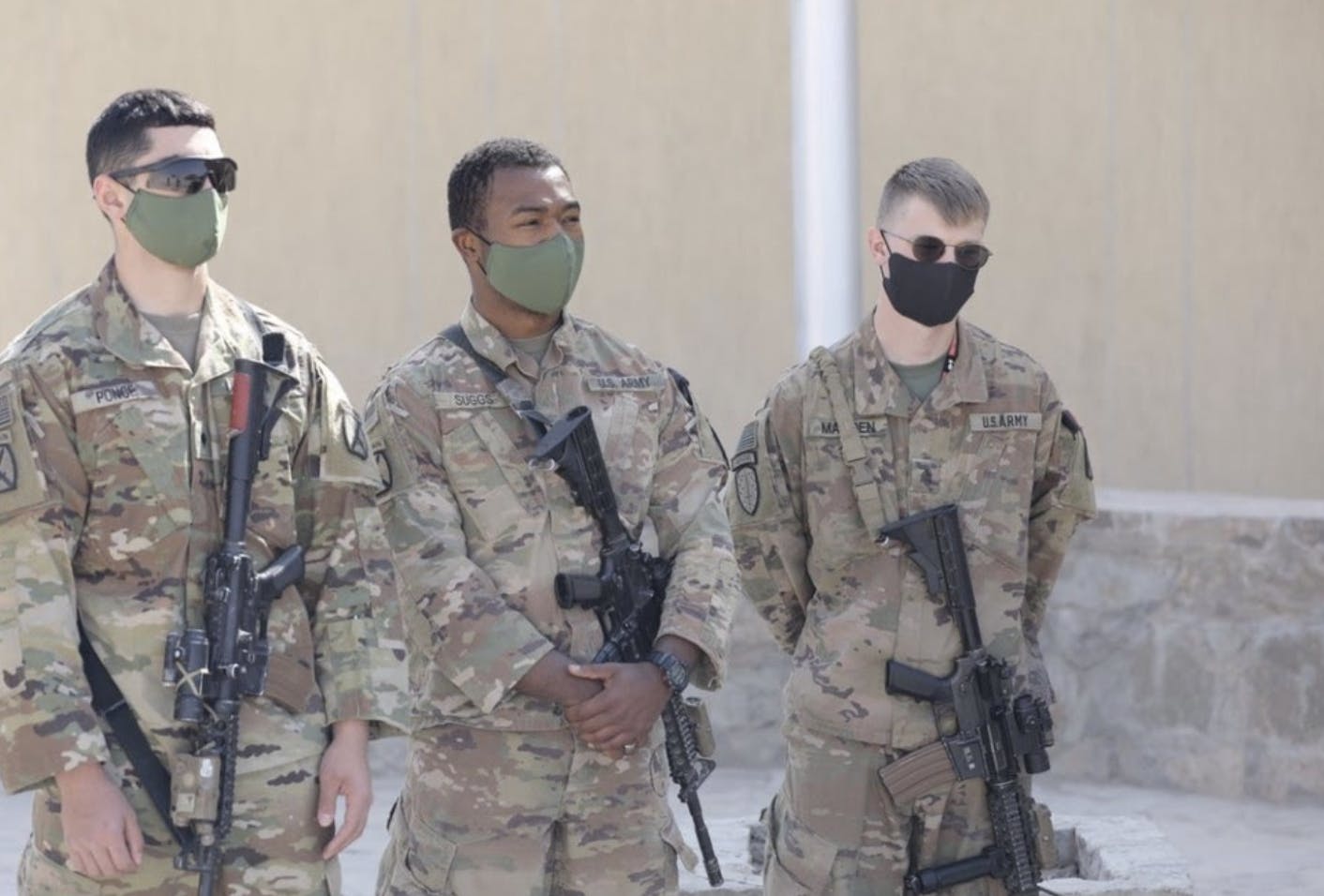 Ivory Siggs (center), a former specialist (E-4) within the United States Army and current Ball State junior elementary education major, stands with two members of his unit. Siggs said transitioning to campus life after the military was difficult with the lack of veterans organizations. Ivory Siggs, Photo Provided