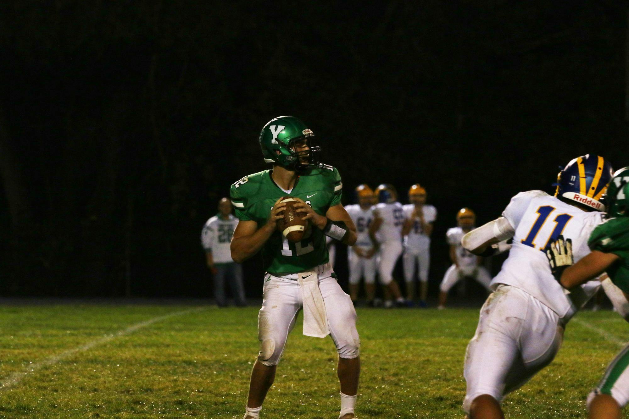 Yorktown senior Mason Moulton prepares to throw Sep. 29 in a game against Greenfield Central. Zach Carter, DN.