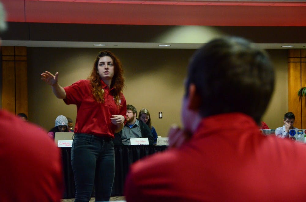 <p>Student Government Association senators converse at the SGA meeting Jan. 17 in the Student Center. <strong>Eric Pritchett, DN File</strong></p>