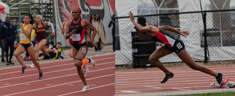 Bryeana Byrdsong and MaQuila Norman run at the MAC Outdoor Championships, held May 9-11, 2019 at Ball State's Briner Sports Complex. Byrdsong and Norman qualified for the NCAA East Preliminary Championships held in Jacksonville, Florida. Rohith Rao, DN